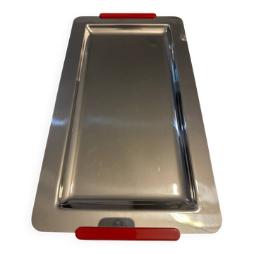 Large stainless steel plateau design signed Morinox, typical of the style of the years.