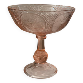 Coupe à fruits en verre rose