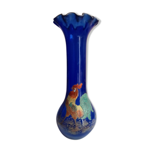 Vase verre emaillé Legras - hauteur
