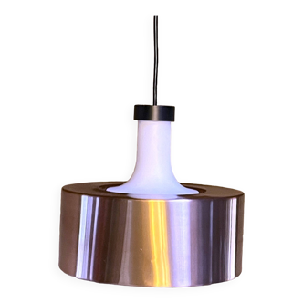 Wide staff luchten pendant lamp in glass and metal, germany, 1980s