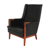Fauteuil en cuir, Karl Erik Ekselius, Suède, 1960