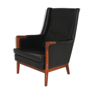 Leather armchair, Karl Erik Ekselius, Sweden, 1960