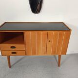Scandinavian vintage wood and glass enfilade , 50s/60s