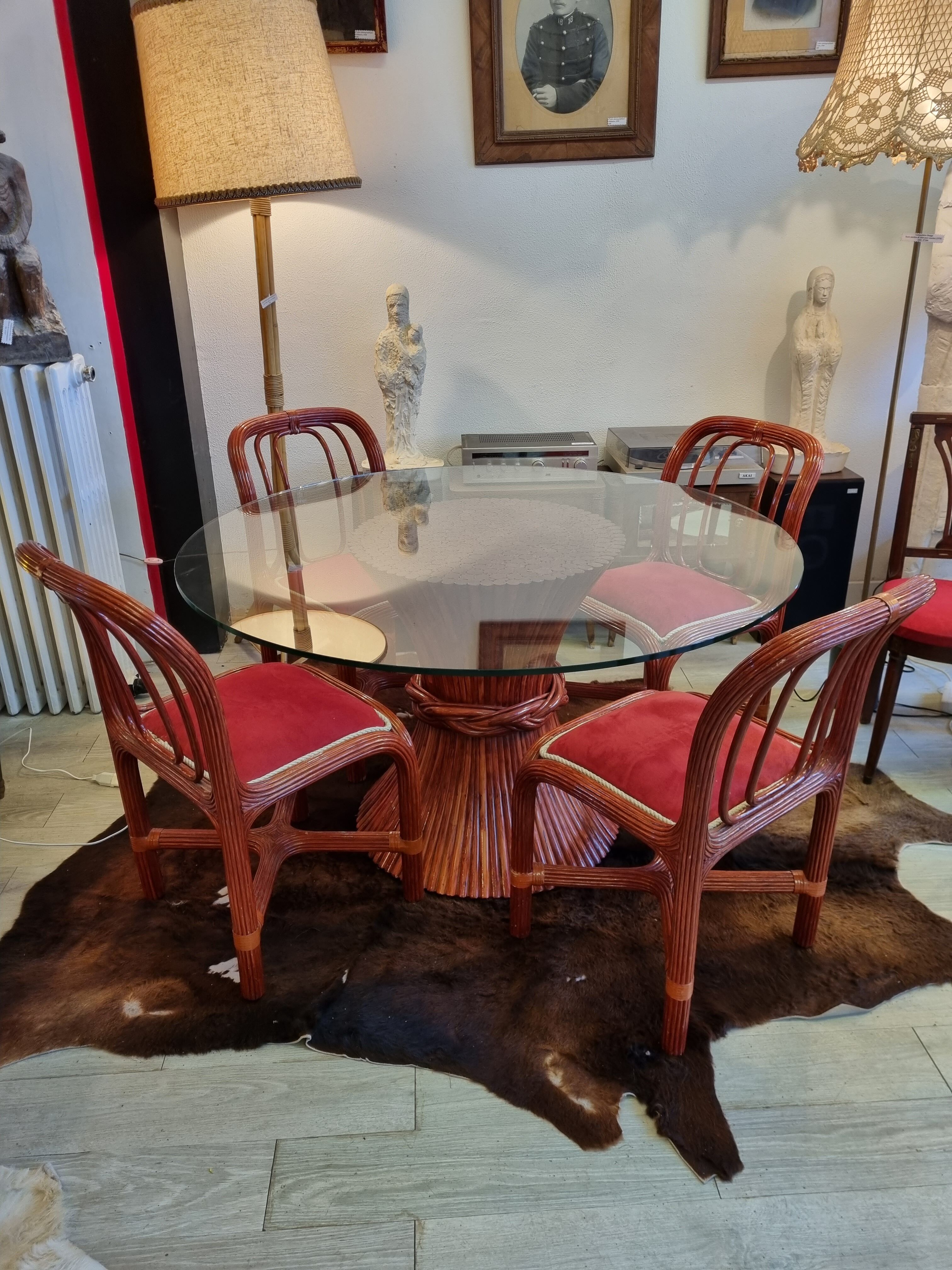 Table & chaises Maugrion Roche Bobois 1980