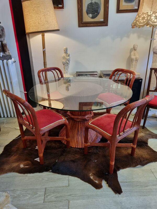 Table & chaises Maugrion Roche Bobois 1980