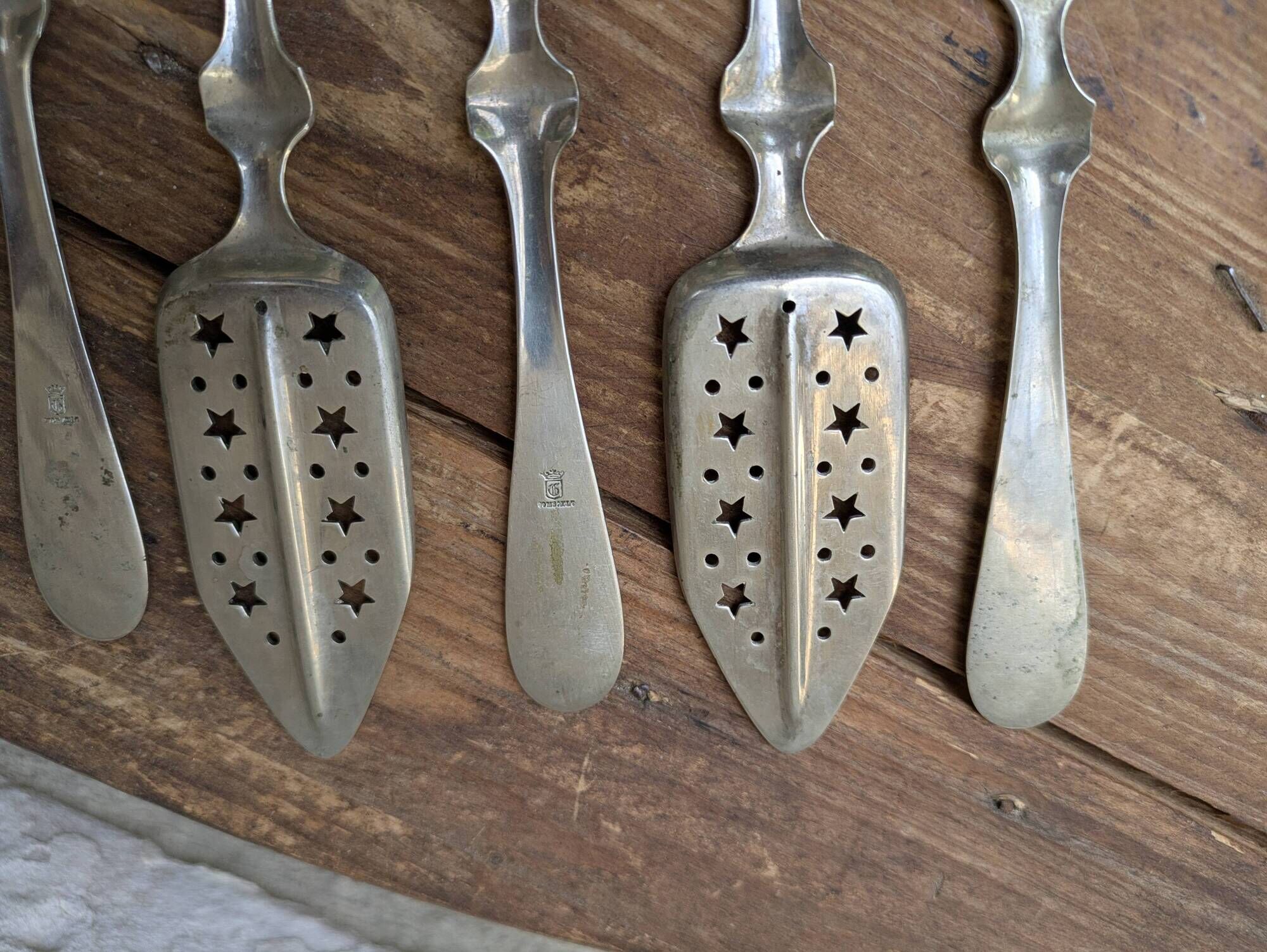 Set of 6 antique absinthe spoons Combault