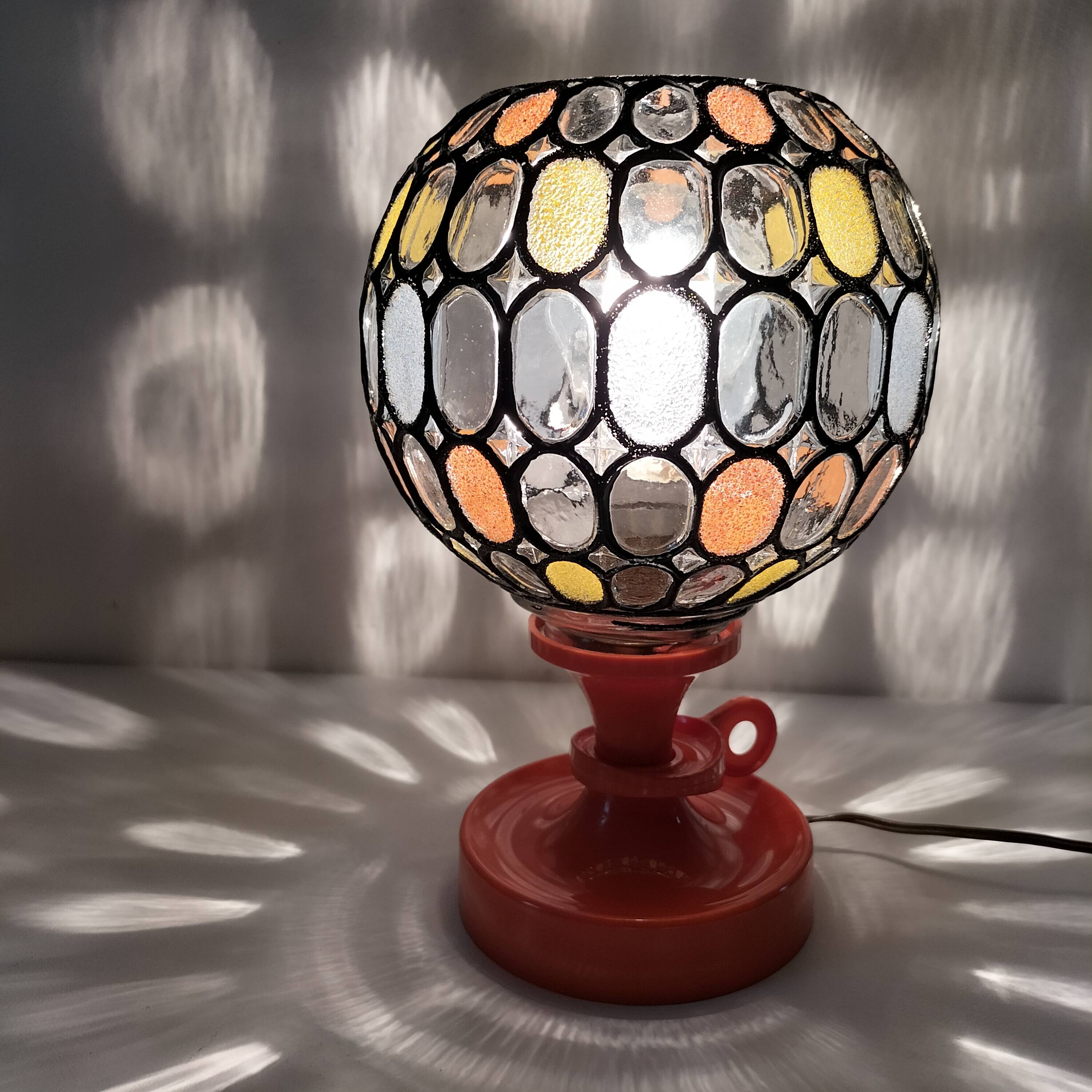 Lamp: Richard Essig lamp base + stained glass globe