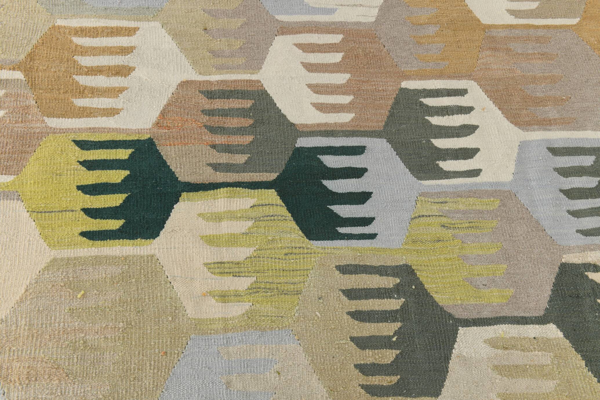 9x12 Kilim Pastel Tones Overisze Anatolian Flatweave Kilim Rug, 270x352 Cm