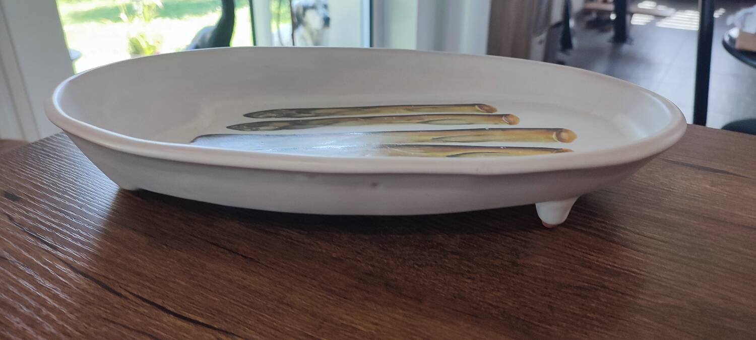 Vallauris ceramic asparagus dish