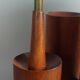 Vintage 50s wooden table lamp with pleated shade.