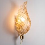 Frosted glass leaf wall lamp by Hillebrand, Germany, 1970s