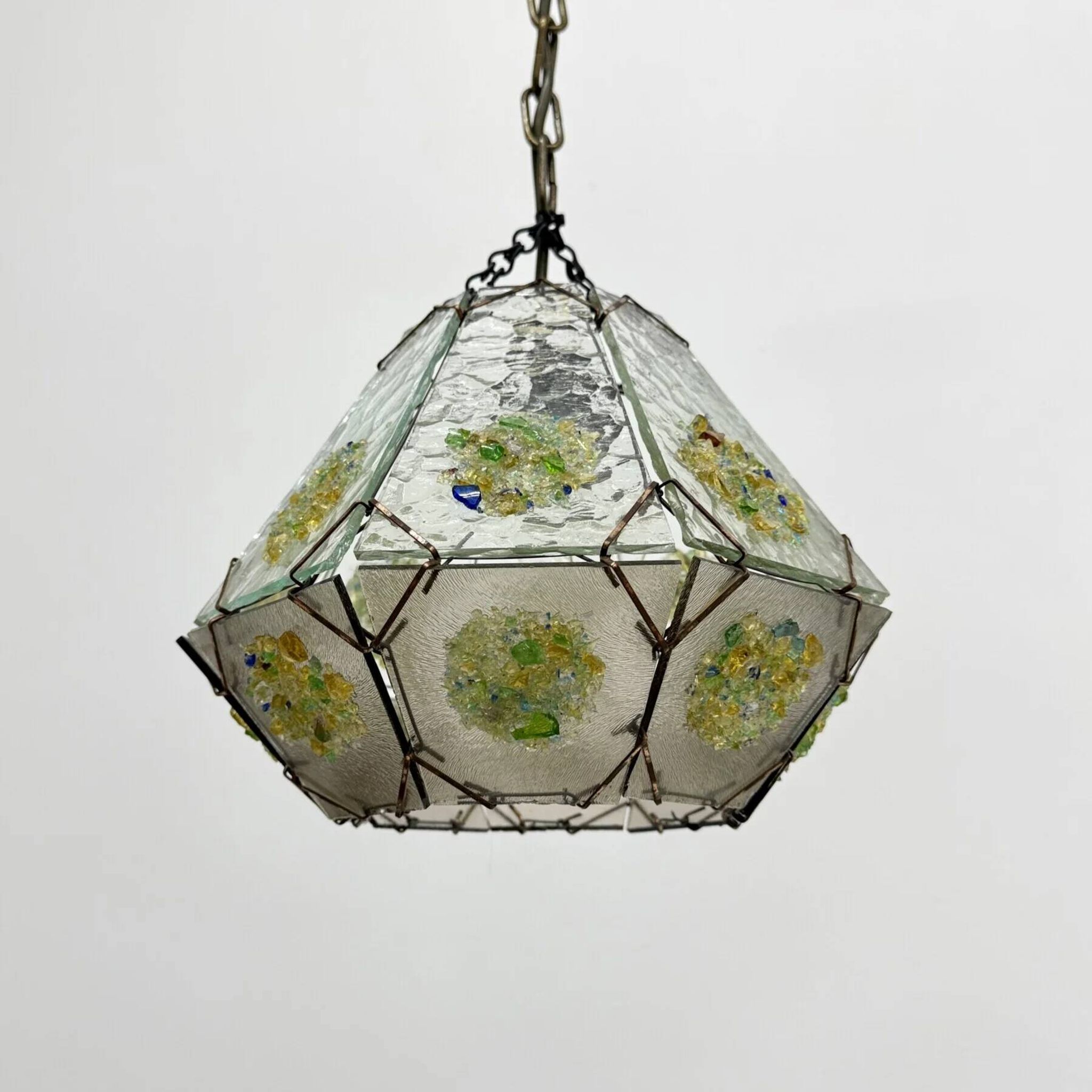 Suspension en verre brutaliste, années 1970