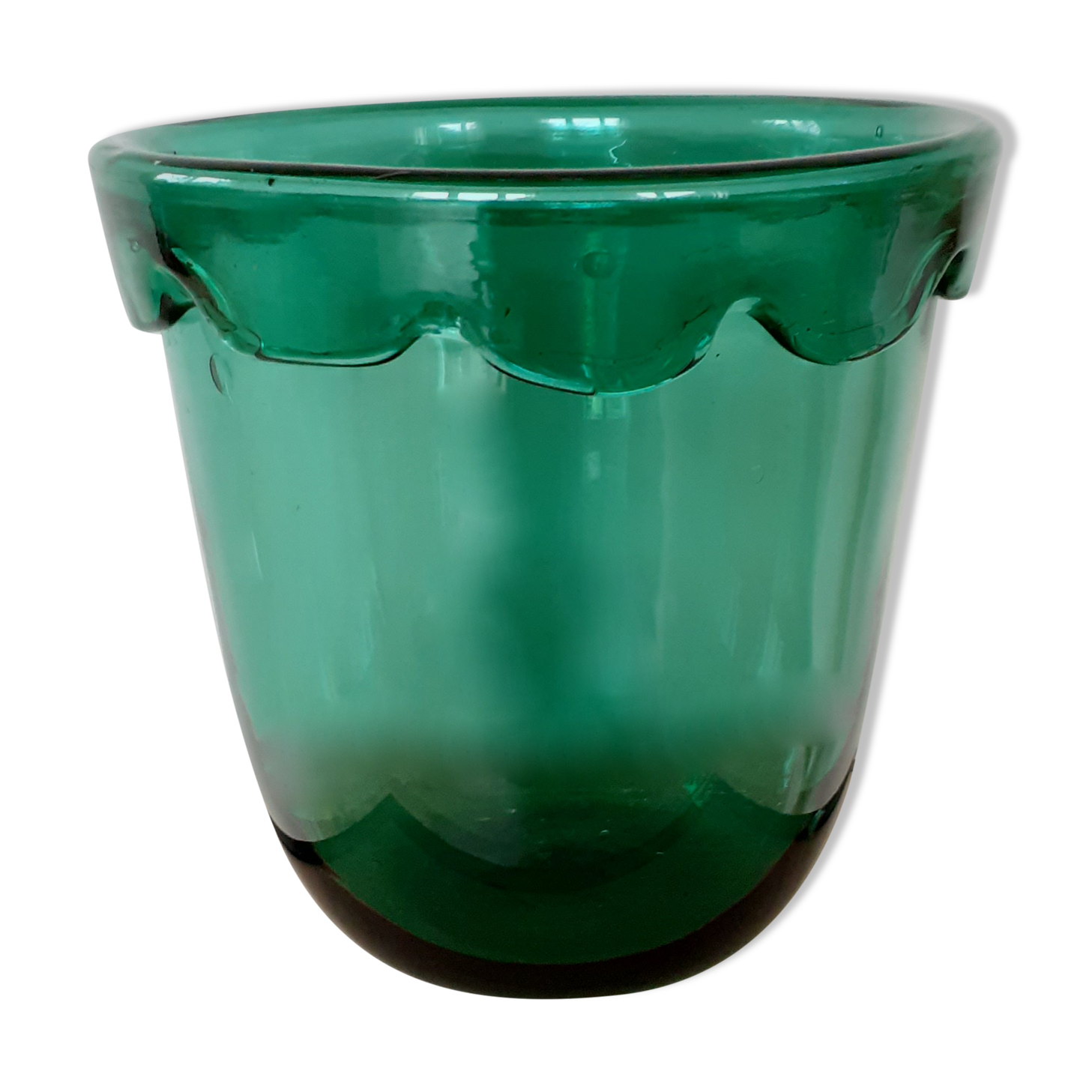 Green pot cache vase in blown glass