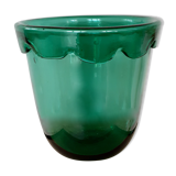 Green pot cache vase in blown glass