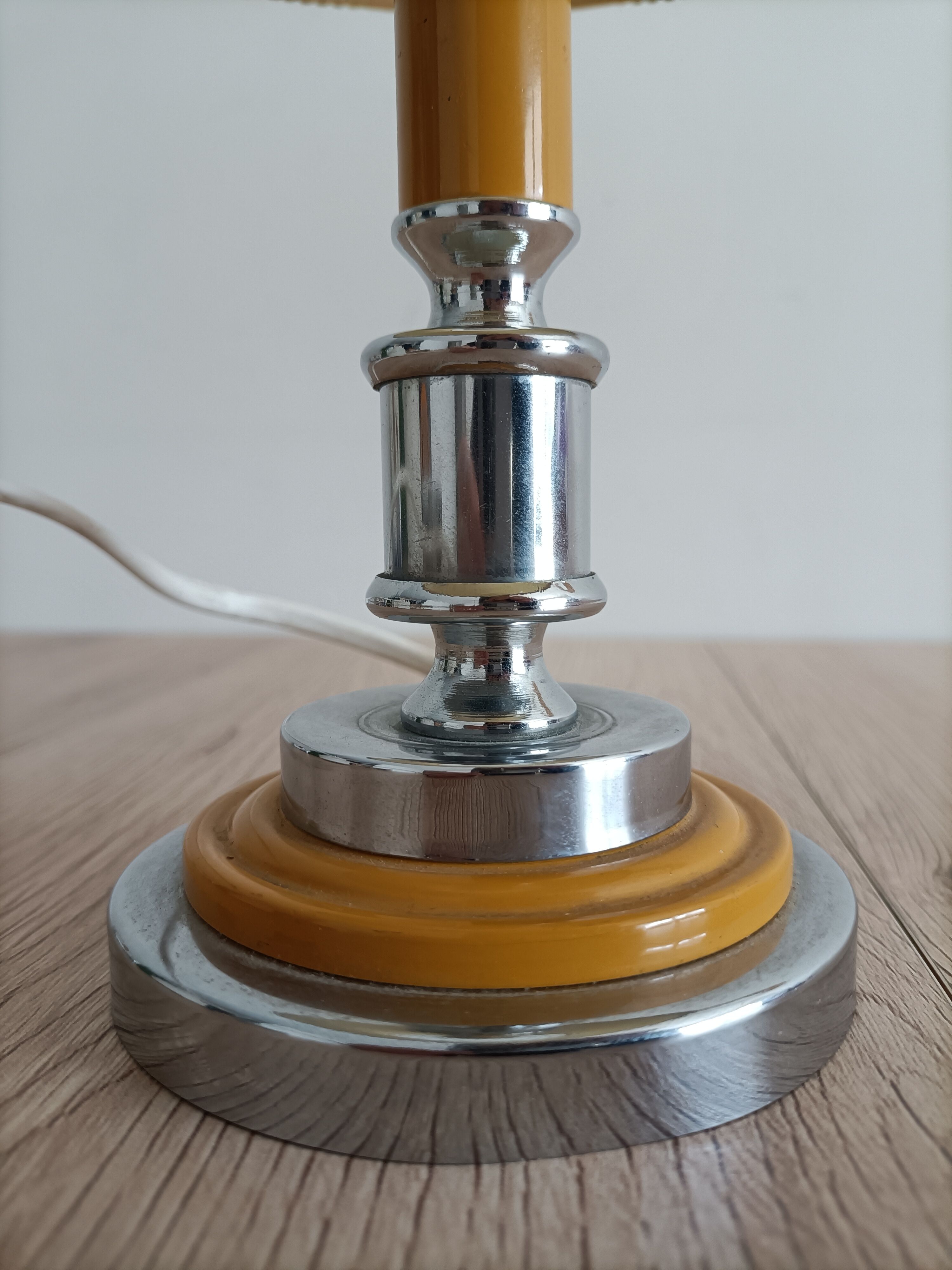 Solid brass candle holder lamp and vintage fabric