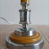 Solid brass candle holder lamp and vintage fabric