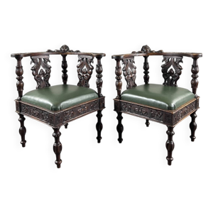 Paire de fauteuils d’angle - bois