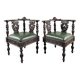 Pair of corner armchairs in carved wood, 19th century