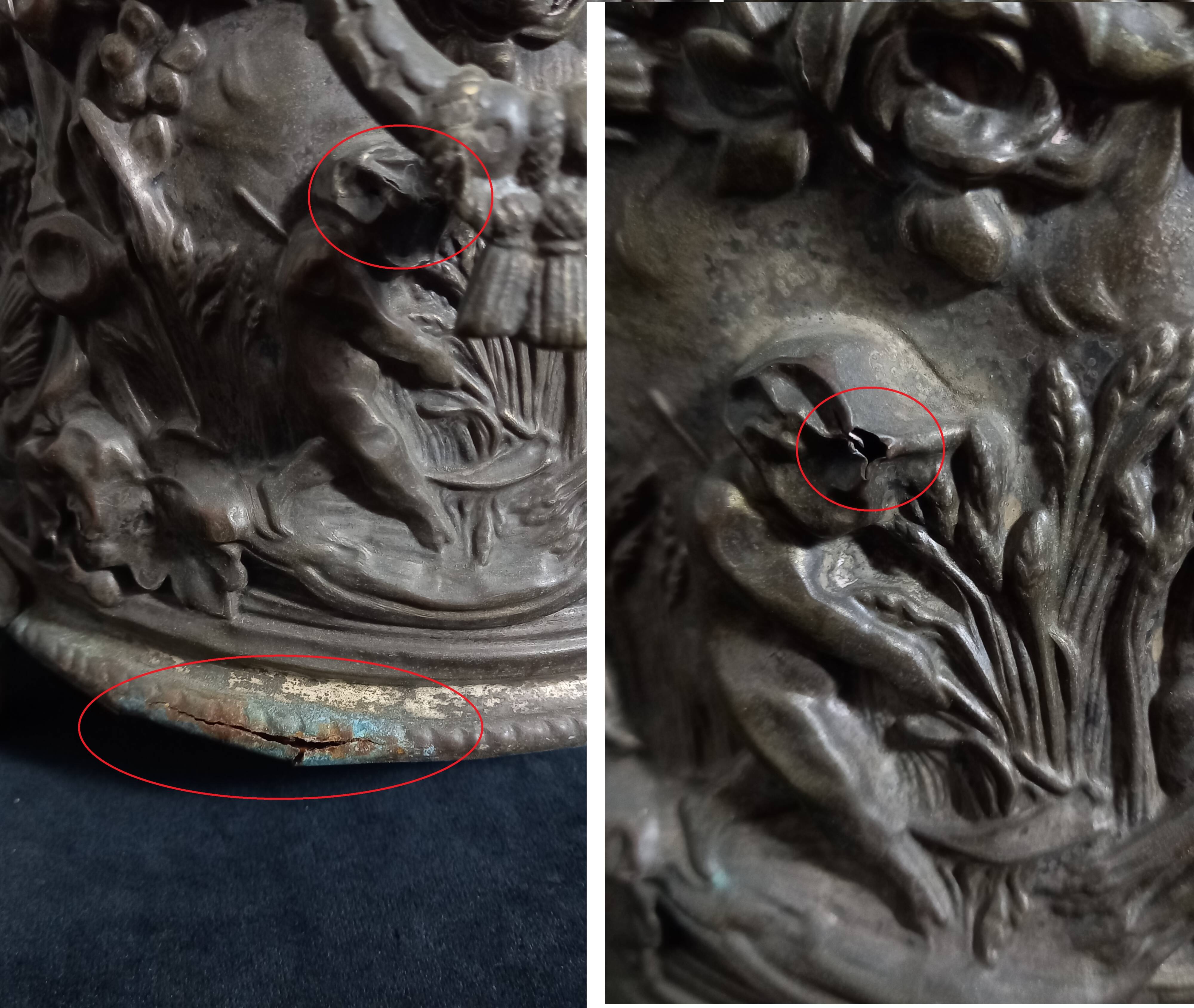 Pair of 19th Century Copper-Brass Plant Pots With Repoussé Putti