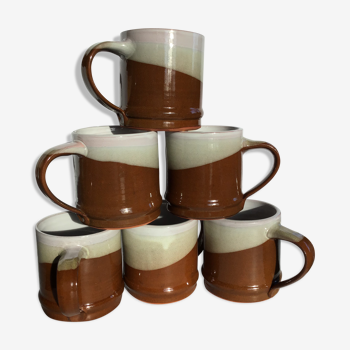 6 mugs bicolores céramique artisanale