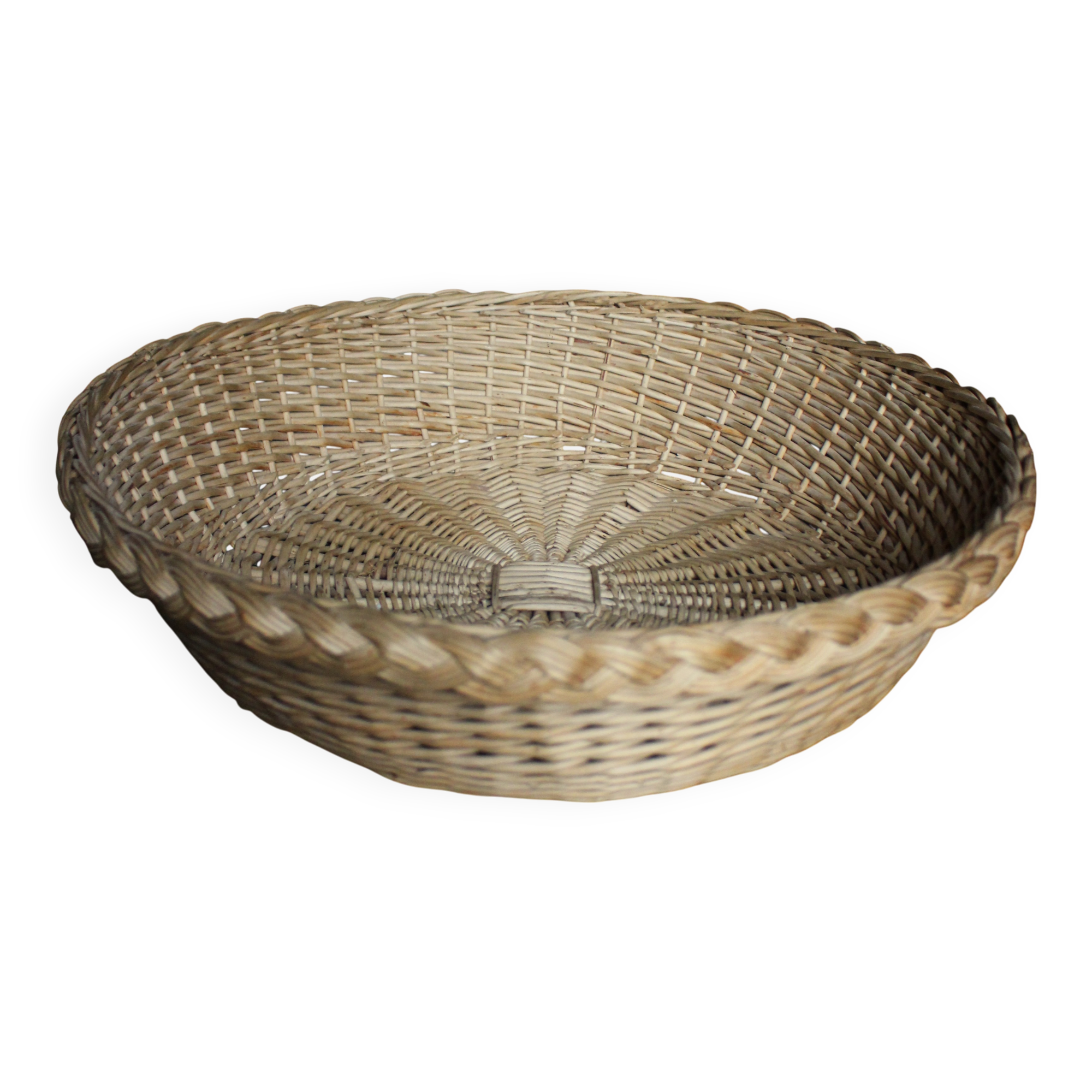 Vintage round wicker basket