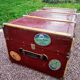 Old metal and wood travel trunk