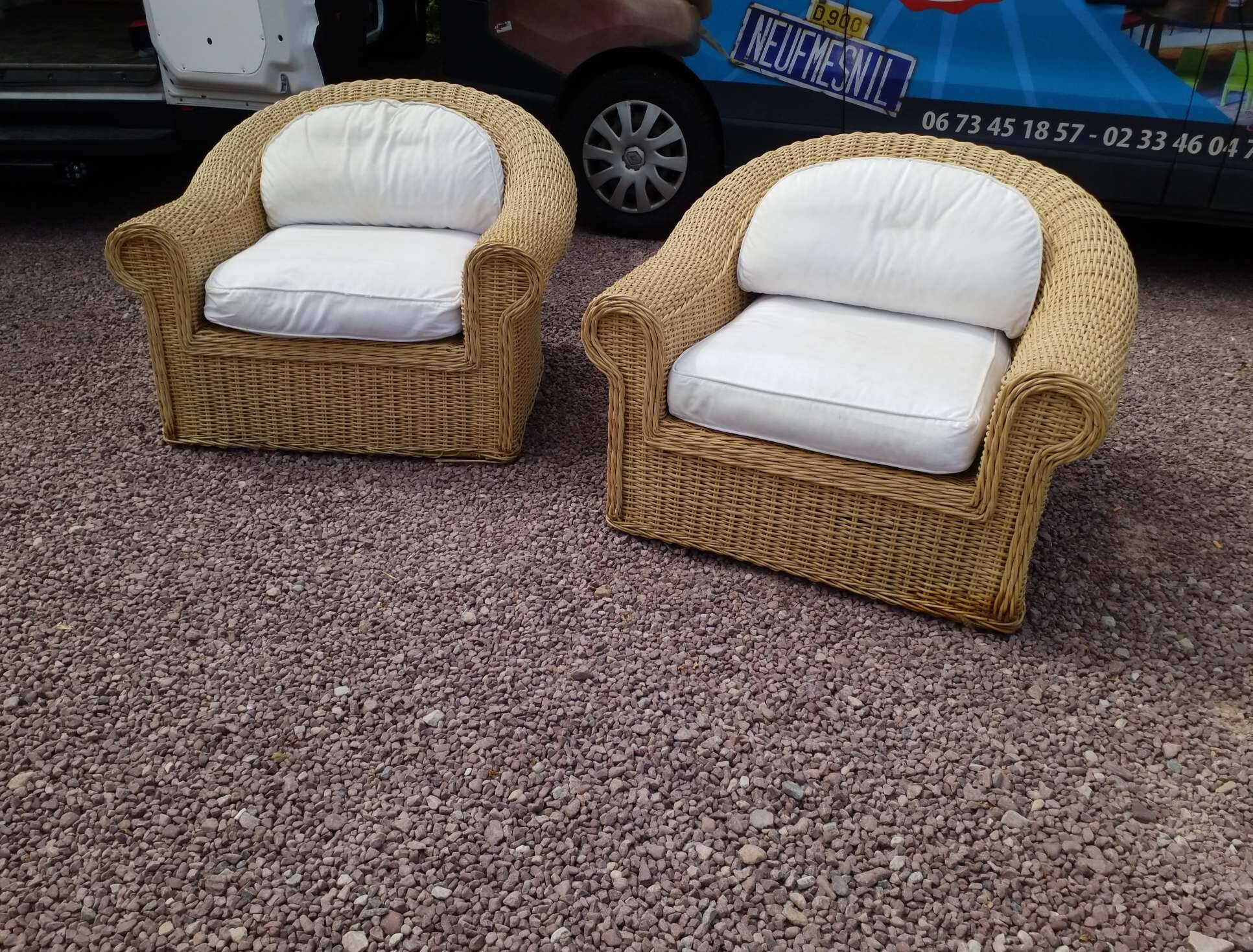 Rattan armchairs