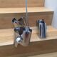 Vintage hanging lamp with 3 70s design steel bulbs