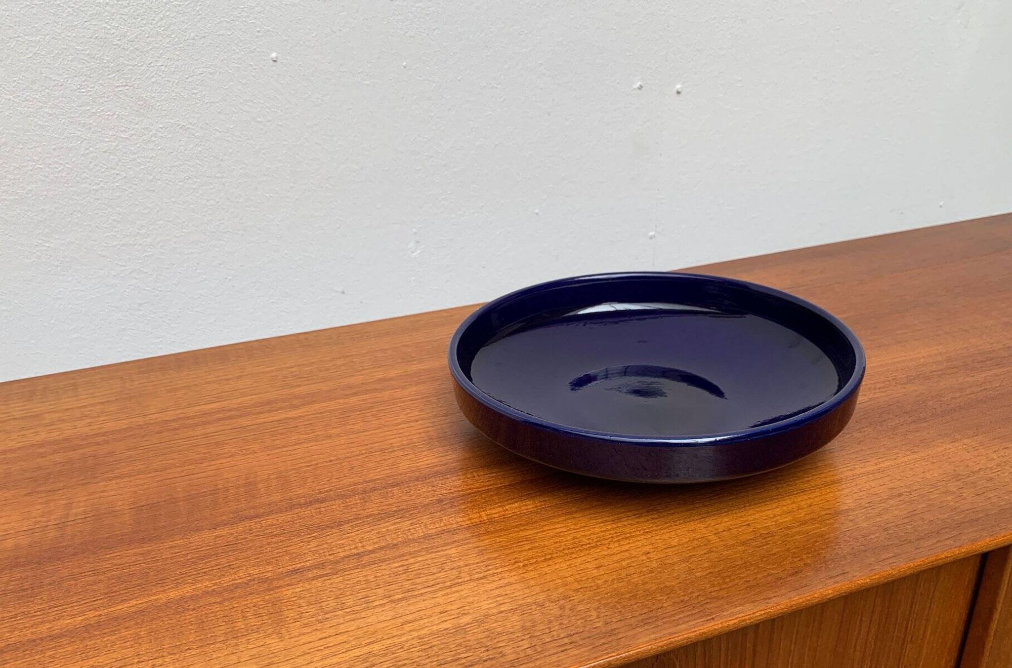 Dark blue pottery bowl from West Germany from the mid-century, 1960s.