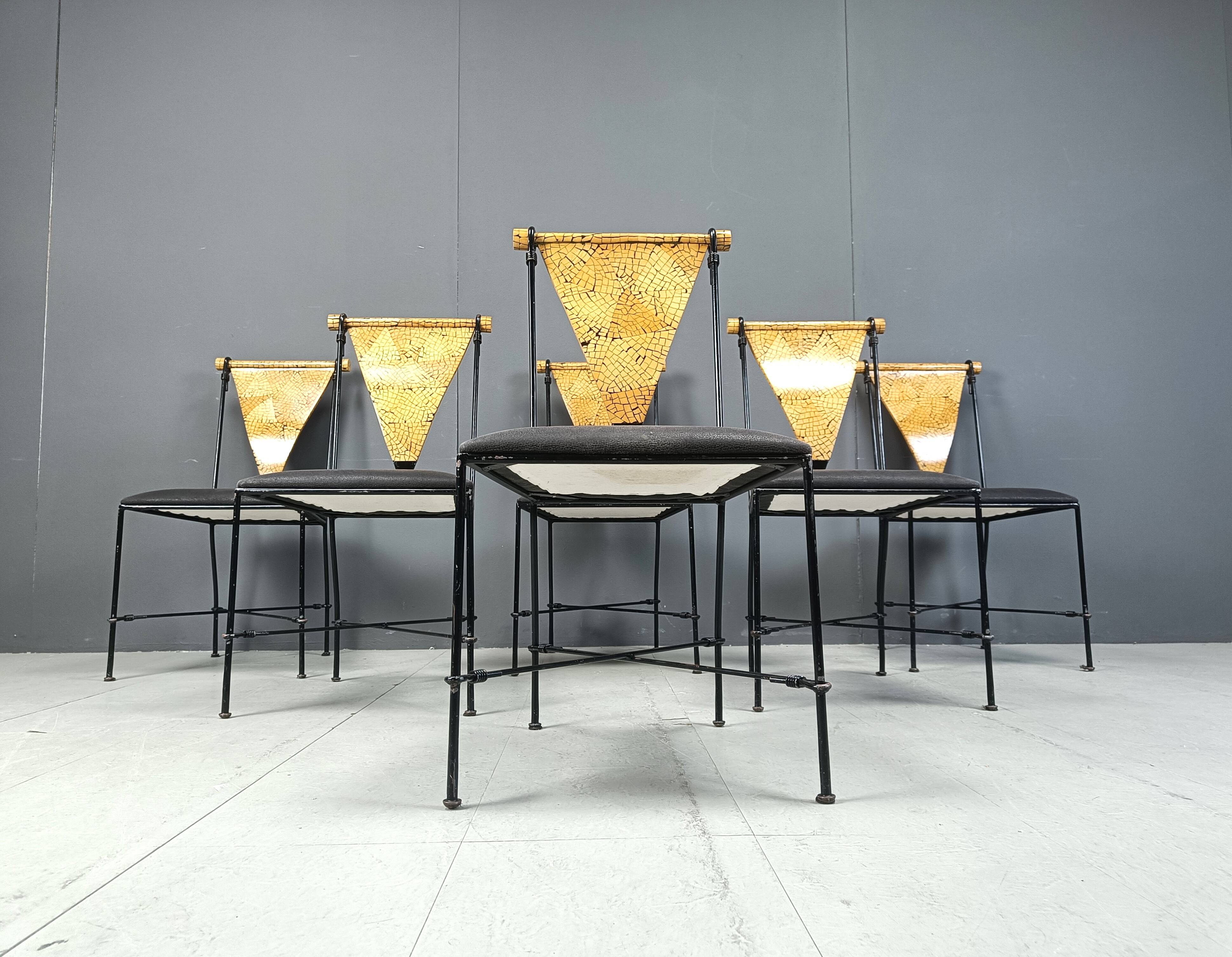 Set of 6 post modern dining chairs, 1970s