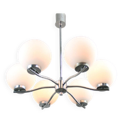 Lustre vintage en chrome et opaline, italie, 1970s