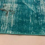 Distressed Turkish Runner 303x69 cm wool Vintage rug, Overdyed Blue