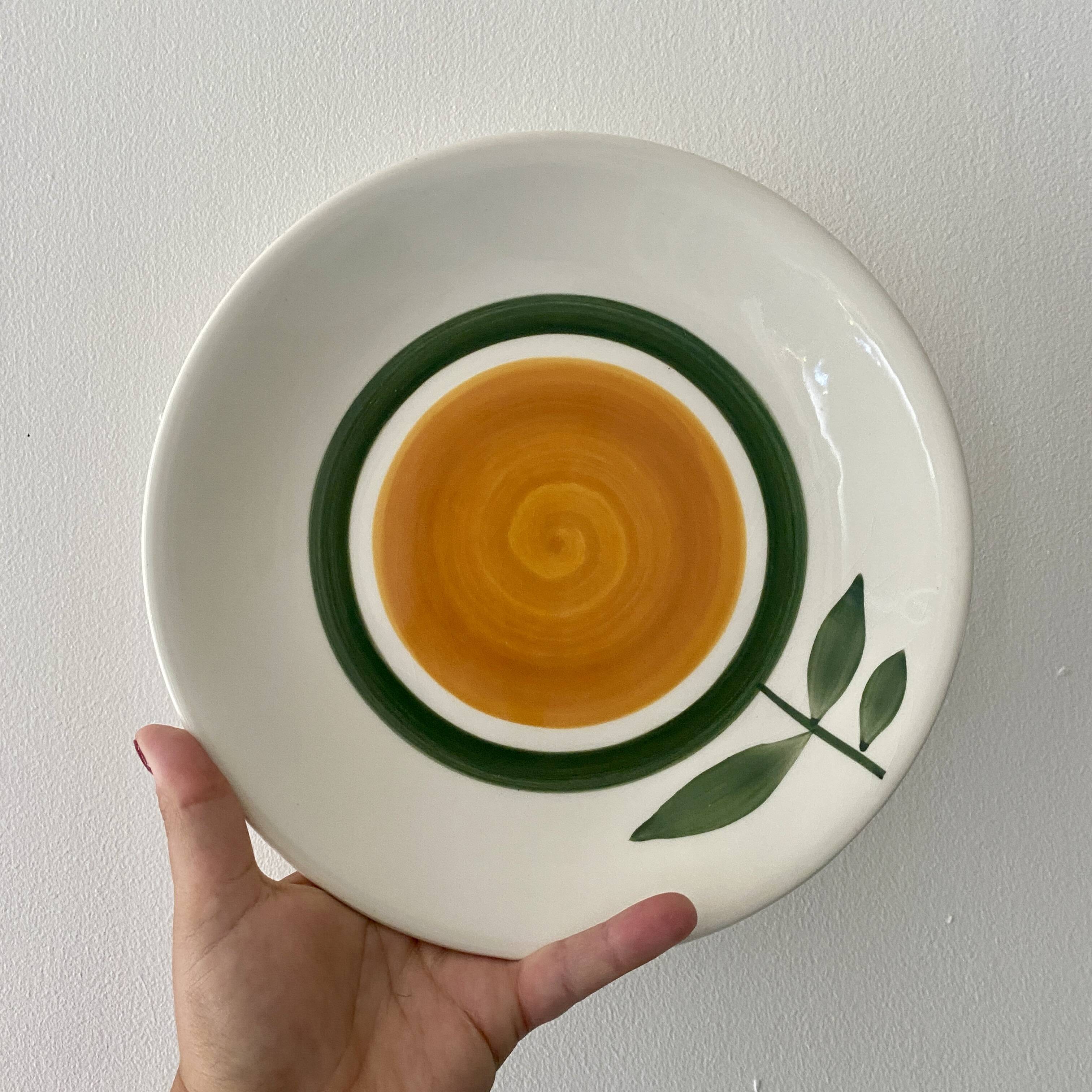 Set of 10 vintage flat plates - Arcoli de Gien model -