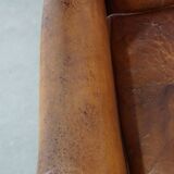 Sheepskin leather wing chair