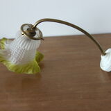 Applique tulipe verre vert anis support porcelaine