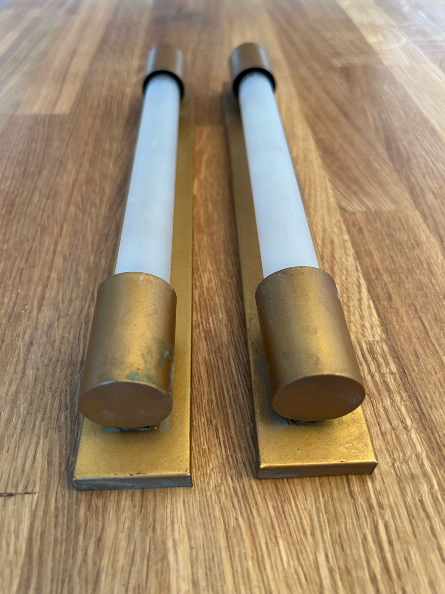 Pair of vintage modernist wall lamps copper, France 1930