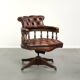English cowhide Chesterfield swivel and tilt button seat office chair