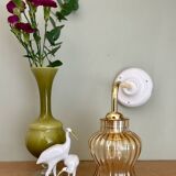 Vintage tulip angled wall light in amber glass