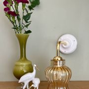 Vintage tulip angled wall light in amber glass