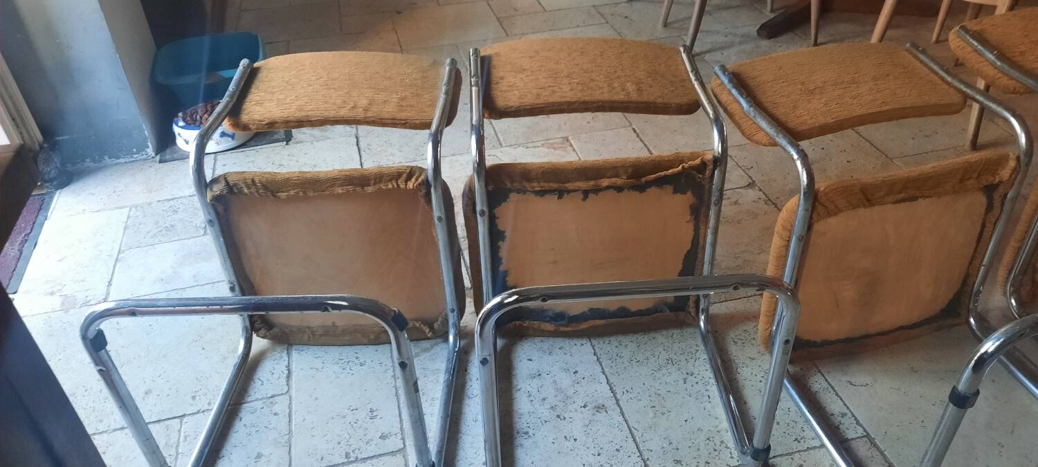 Lot de 4 chaises tubulaire chromé vintage