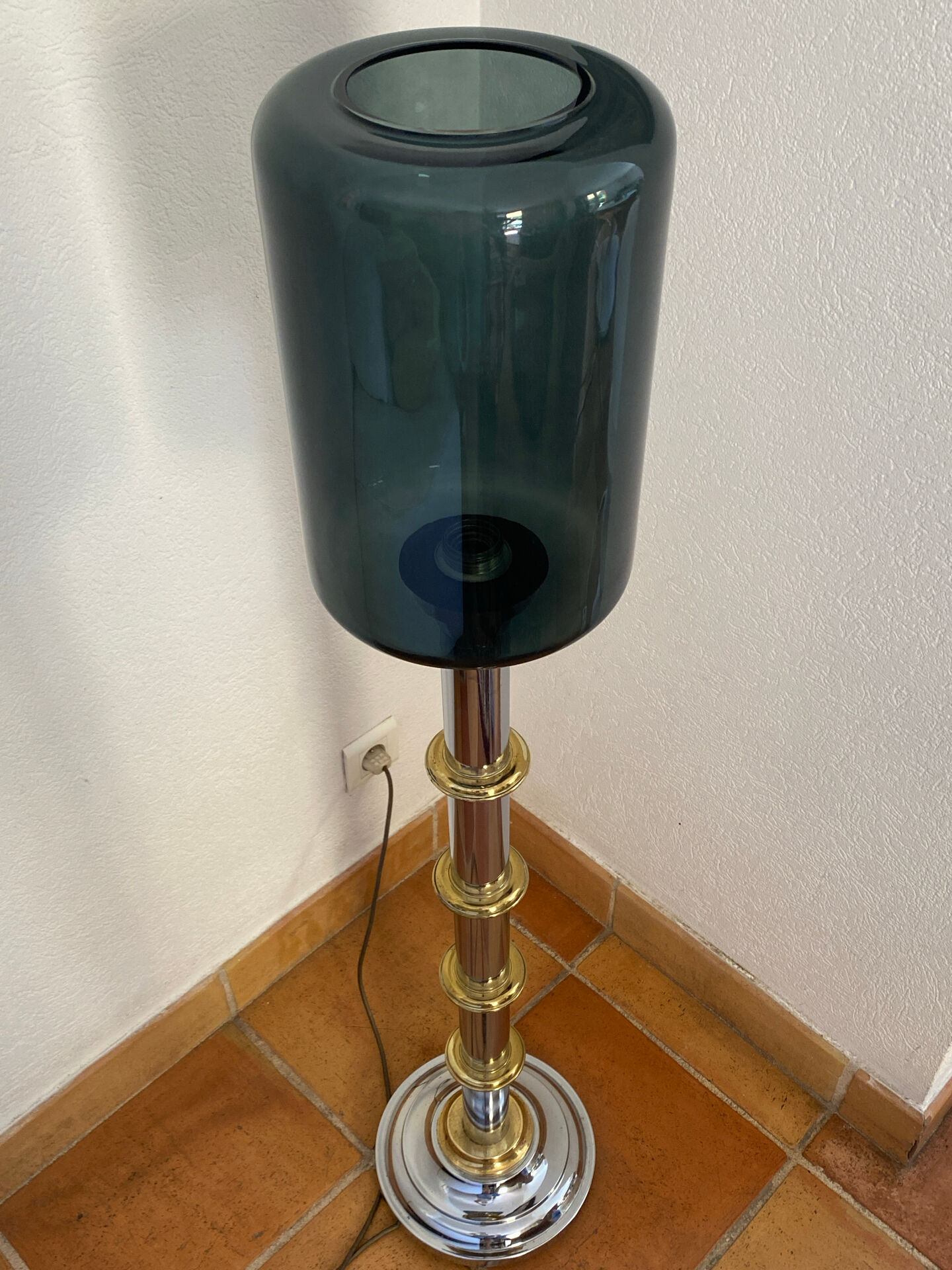Metal and smoked glass floor lamp