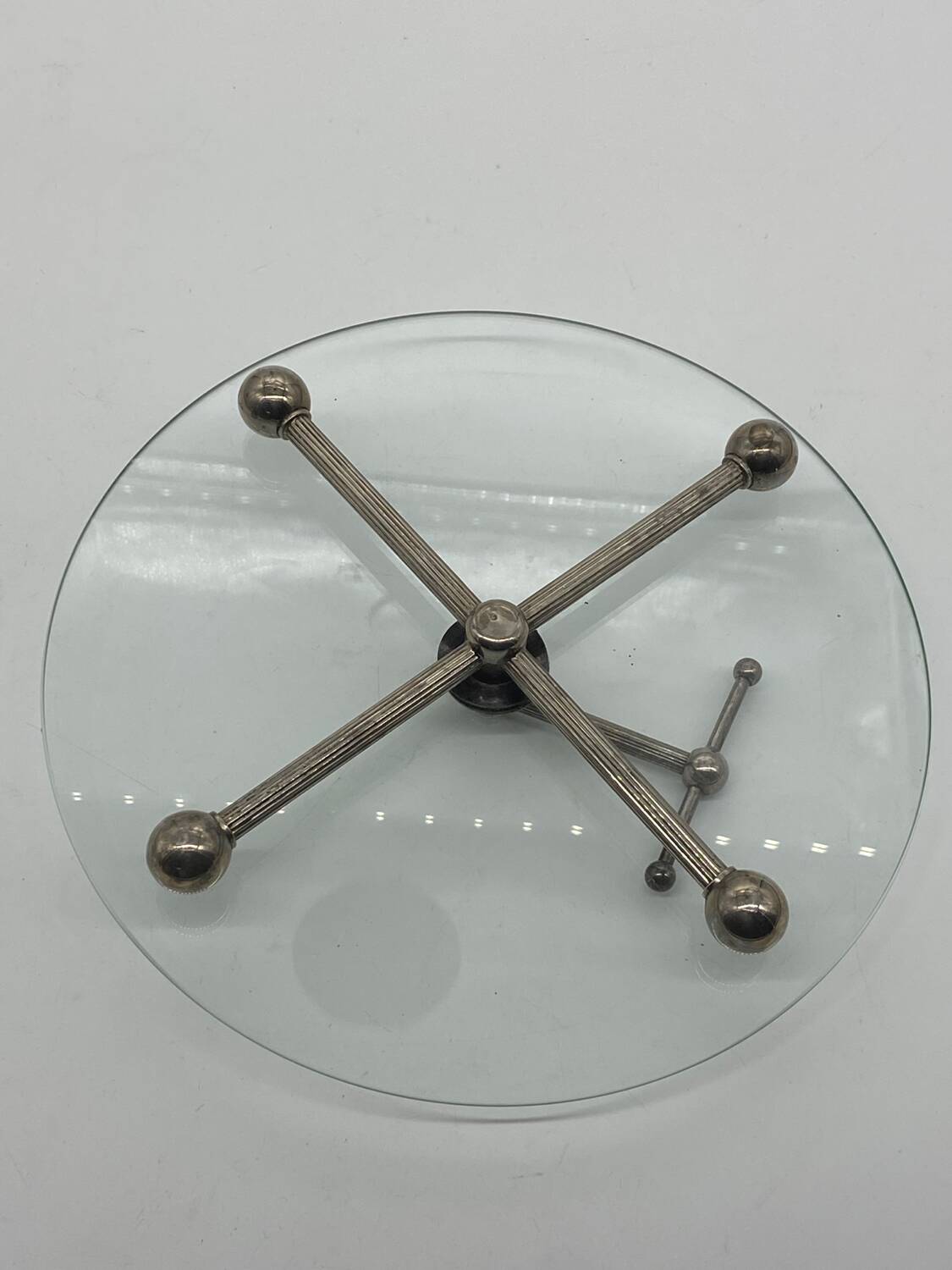 Vintage glass and silver metal presentation / service tray