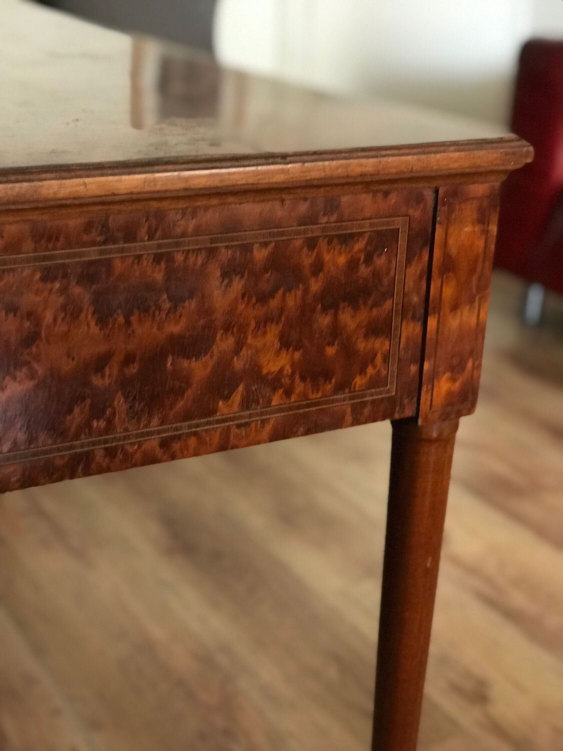 Desk in elm burl and bronze