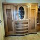 Art Deco Wooden Cabinet with Oval Glass Window and Drawers, 1930s