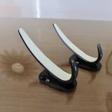 Pair of streamline coat hooks, chistera, 1970