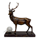 Important Bronze and Marble Sculptural Lamp, Deer, Art Deco, France