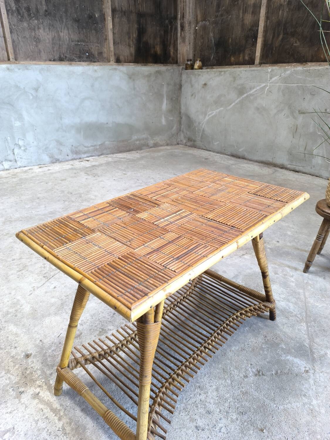 Vintage rattan coffee table