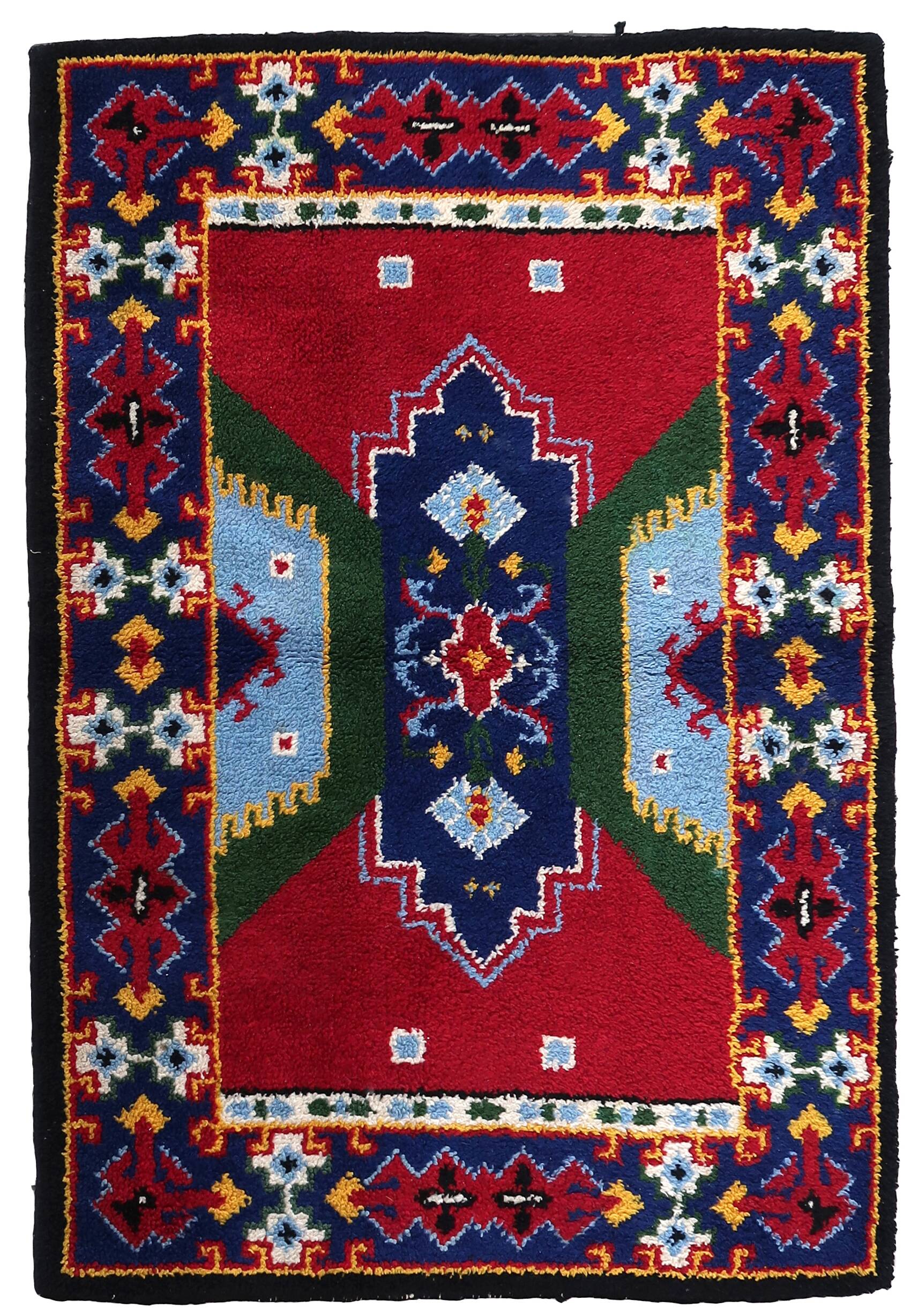 Tapis vintage français Savonnerie fait main en laine – 117 x 174 cm – 1950