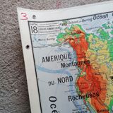 Old physical map American continent Vidal-Lablache