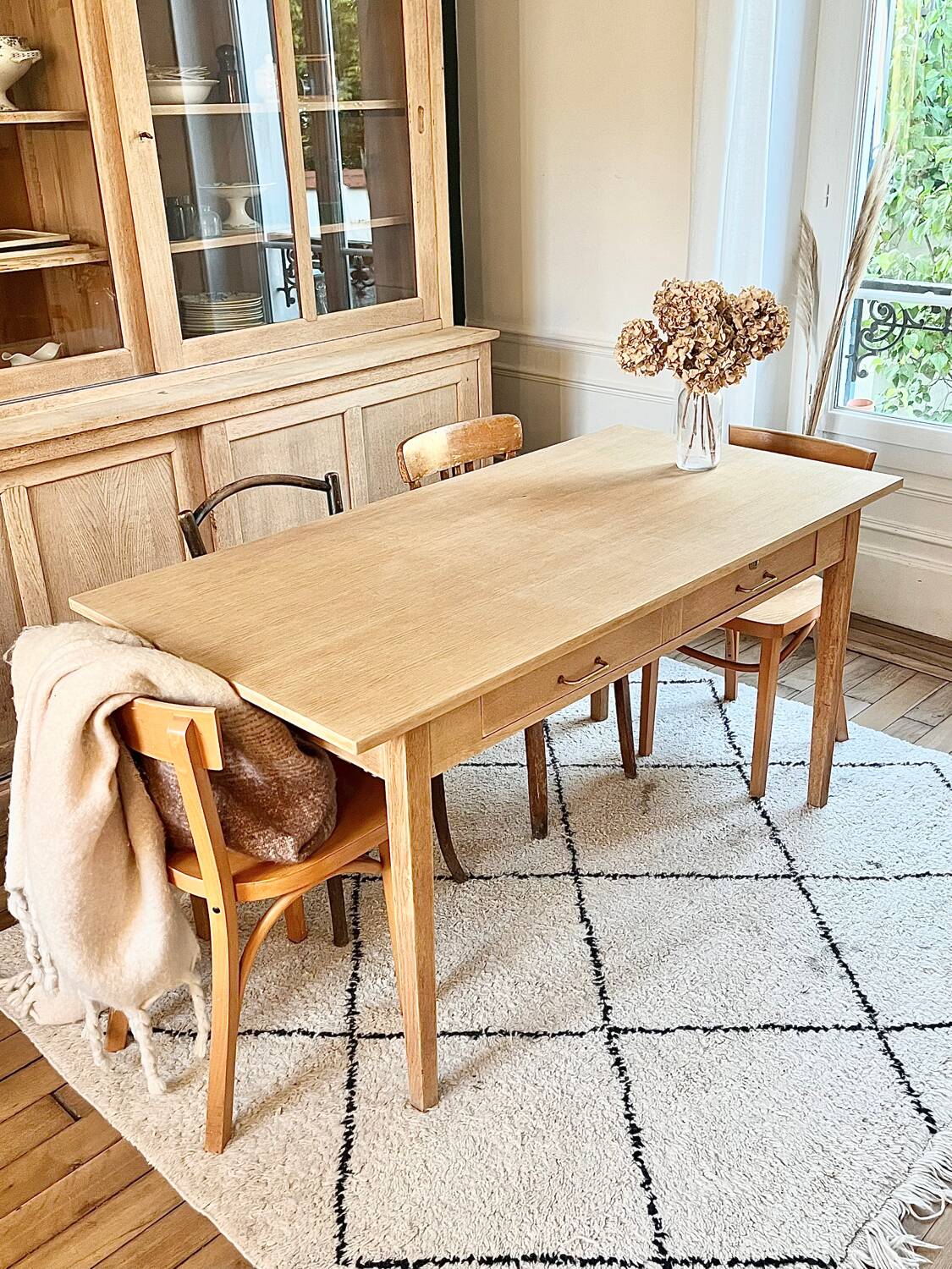 Table vintage année 50 en chêne